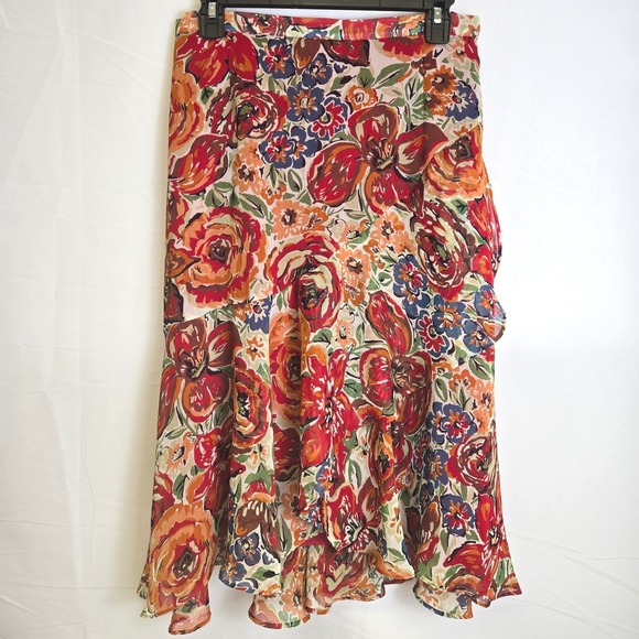 Coldwater Creek Dresses & Skirts - Coldwater Creek Floral Ruffle Layered Skirt, Lined, Size PM